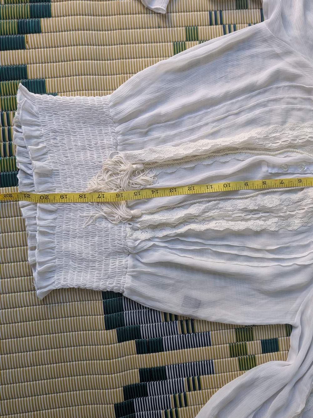 Bundle 3/$20 White Boho Peasant Blouse with Tassel Ties - Picture 5 of 8